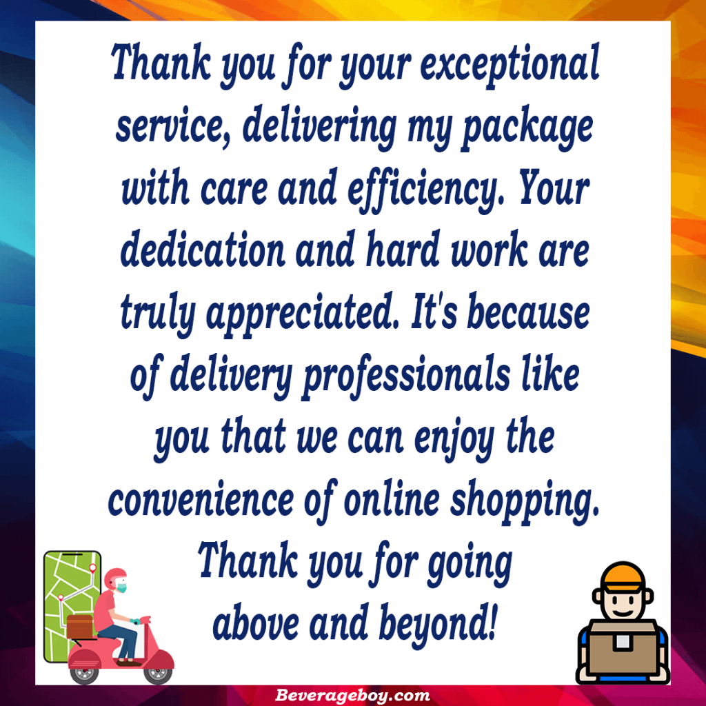 Thank You Messages for Delivery Man