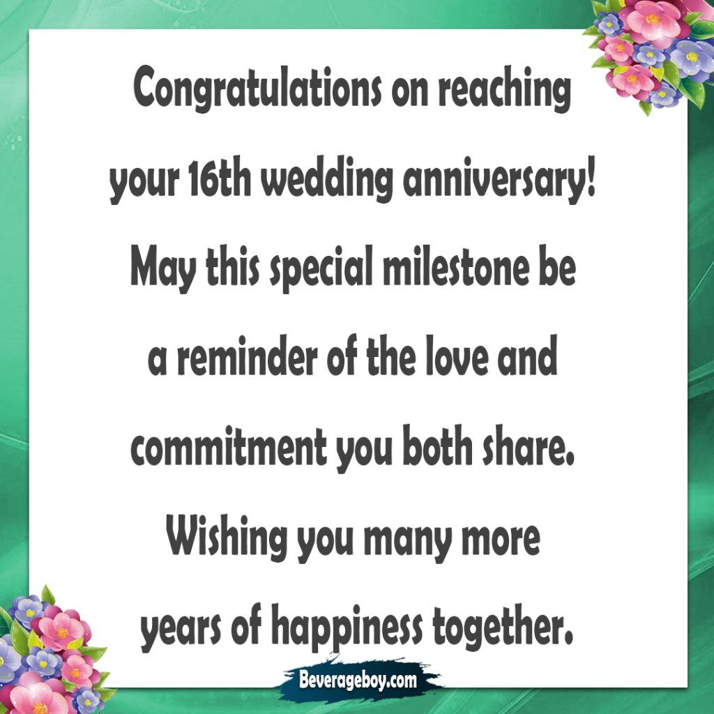 16th Wedding Anniversary Wishes