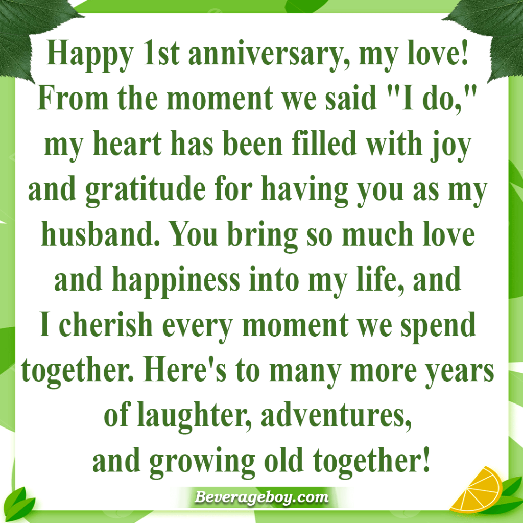 1st Marriage Anniversary Wishes for Husband
