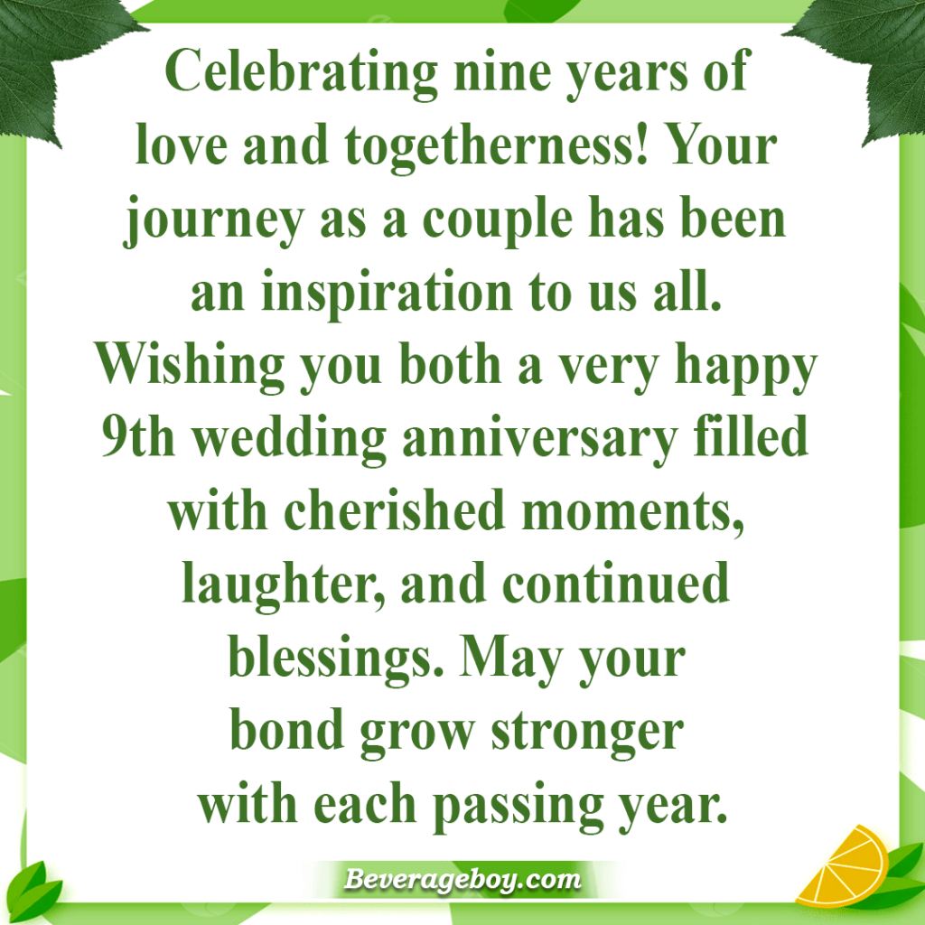 9th Wedding Anniversary Messages for Uncle and Aunt